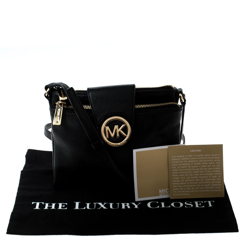 MICHAEL Michael Kors Black Leather Mini Crossbody Bag For Women - Image 9