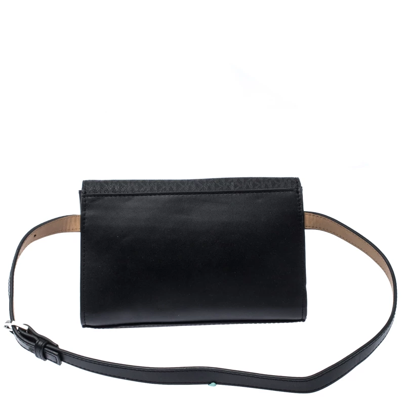 Michael Kors Black/Silver Signature Canvas And Python Embossed Leather Fanny Pack Belt Bag For Women - Image 4