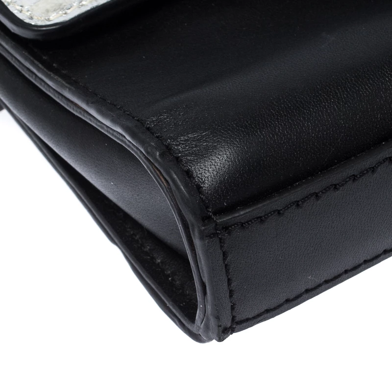 Michael Kors Black/Silver Signature Canvas And Python Embossed Leather Fanny Pack Belt Bag For Women - Image 10