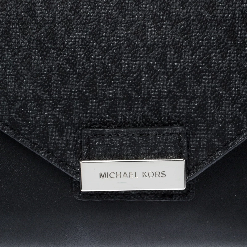 Michael Kors Black/Silver Signature Canvas And Python Embossed Leather Fanny Pack Belt Bag For Women - Image 8