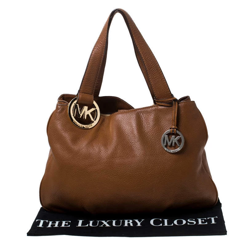 Michael Kors Tan Leather Falcon Charm Tote For Women - Image 9