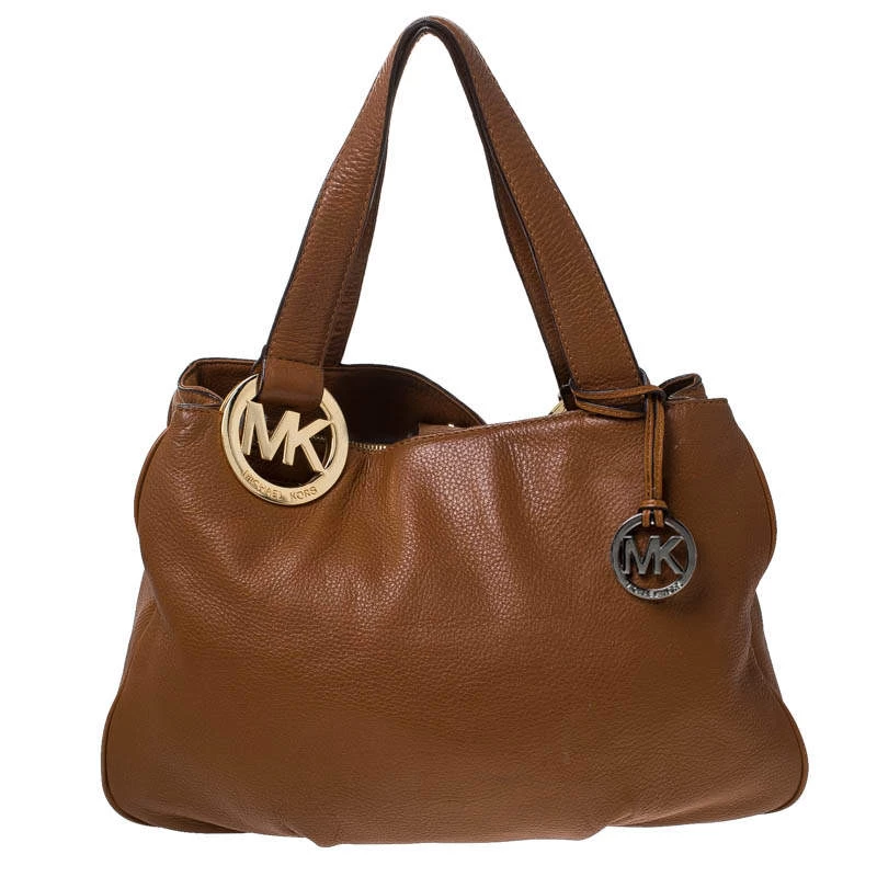 Michael Kors Tan Leather Falcon Charm Tote For Women