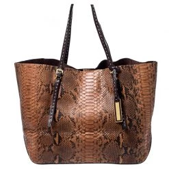 Michael Kors Brown Python Embossed Leather Gia Tote For Women