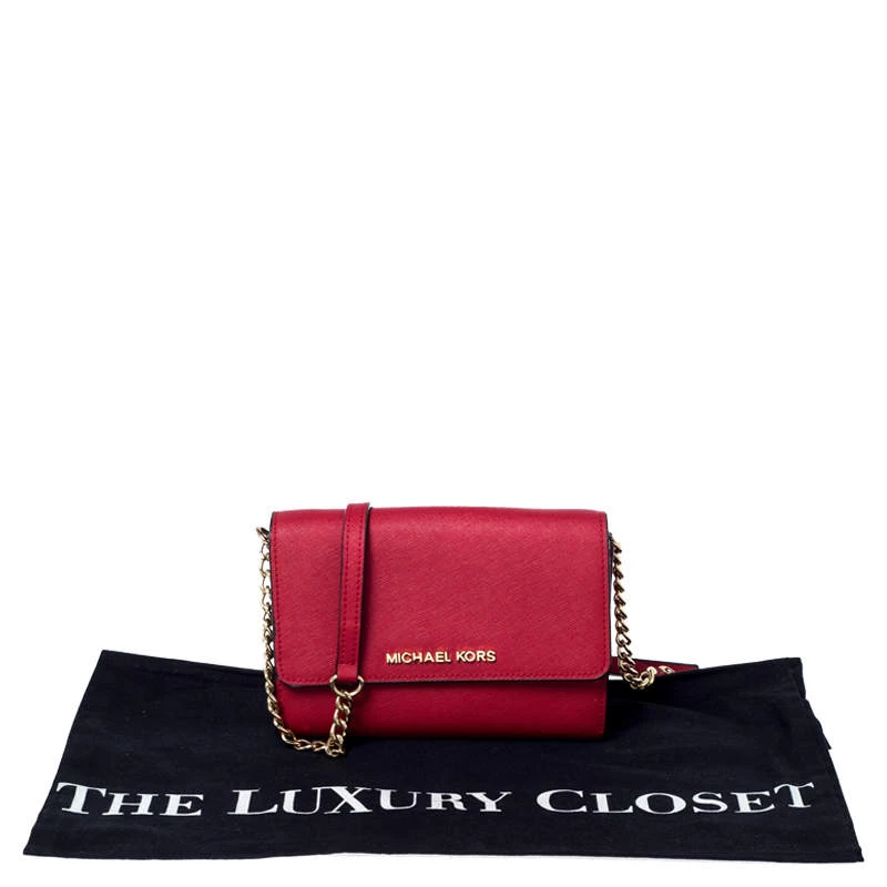Michael Kors Red Leather Mini Crossbody Bag For Women - Image 9