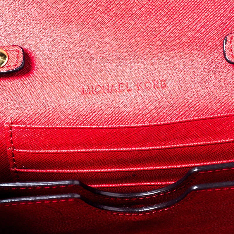 Michael Kors Red Leather Mini Crossbody Bag For Women - Image 8