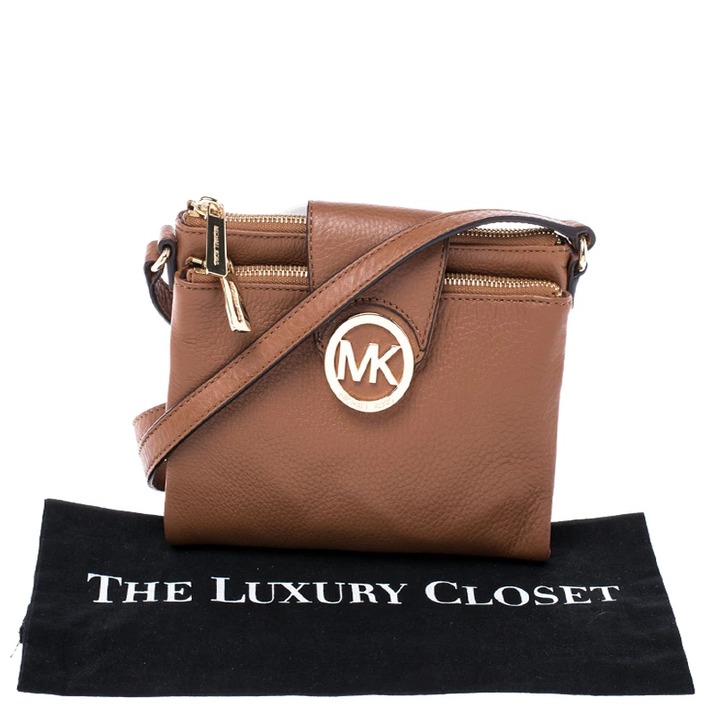 Michael Kors Tan Leather Crossbody Bag For Women - Image 10