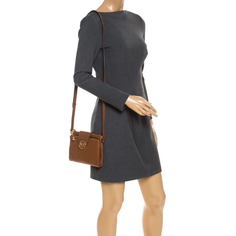 Michael Kors Tan Leather Crossbody Bag For Women - Image 2