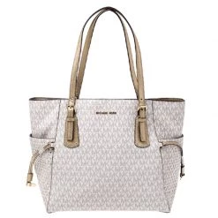 Michael Kors White Signature Voyager Tote For Women
