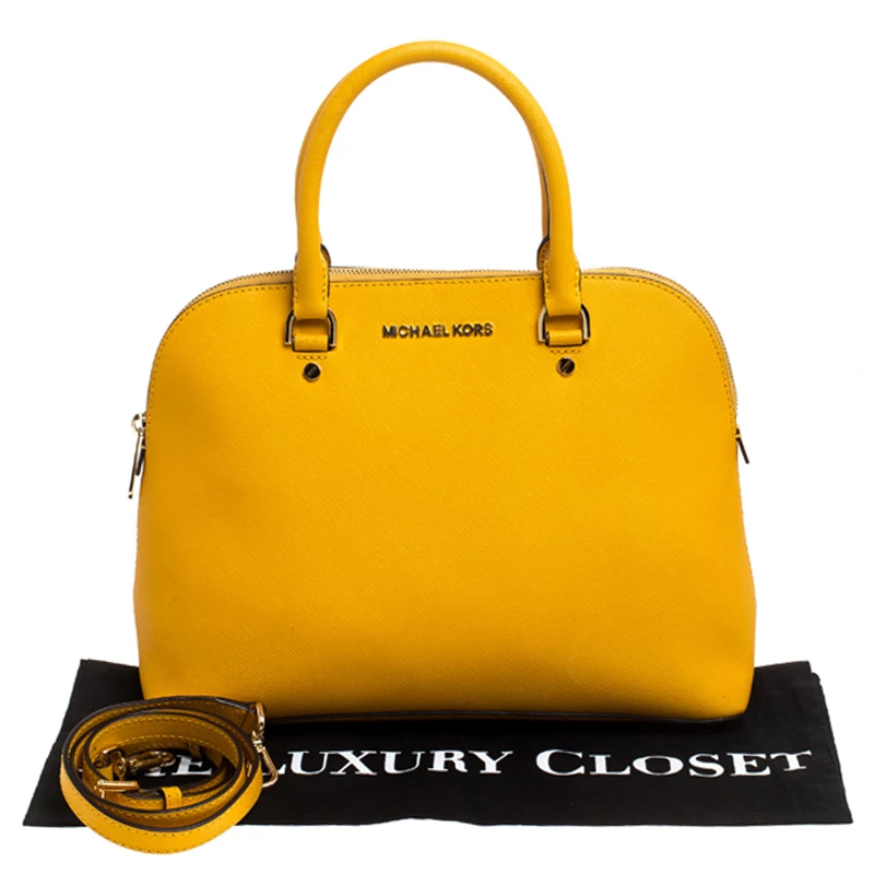 Michael Kors MICHAEL Micheal Kors Yellow Leather Cindy Dome Satchel For Women - Image 9