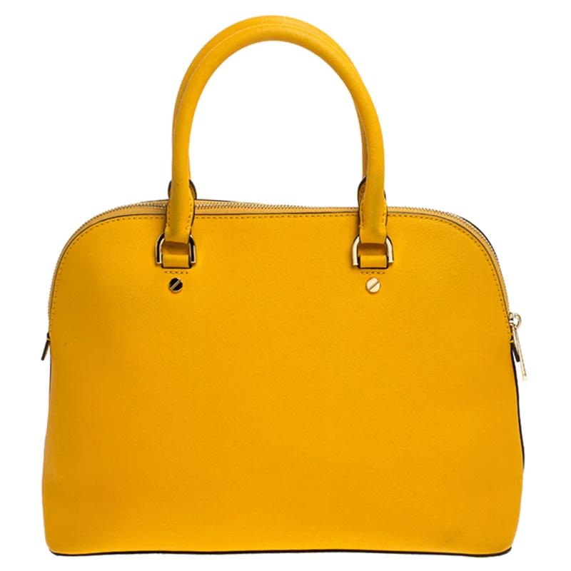 Michael Kors MICHAEL Micheal Kors Yellow Leather Cindy Dome Satchel For Women - Image 4