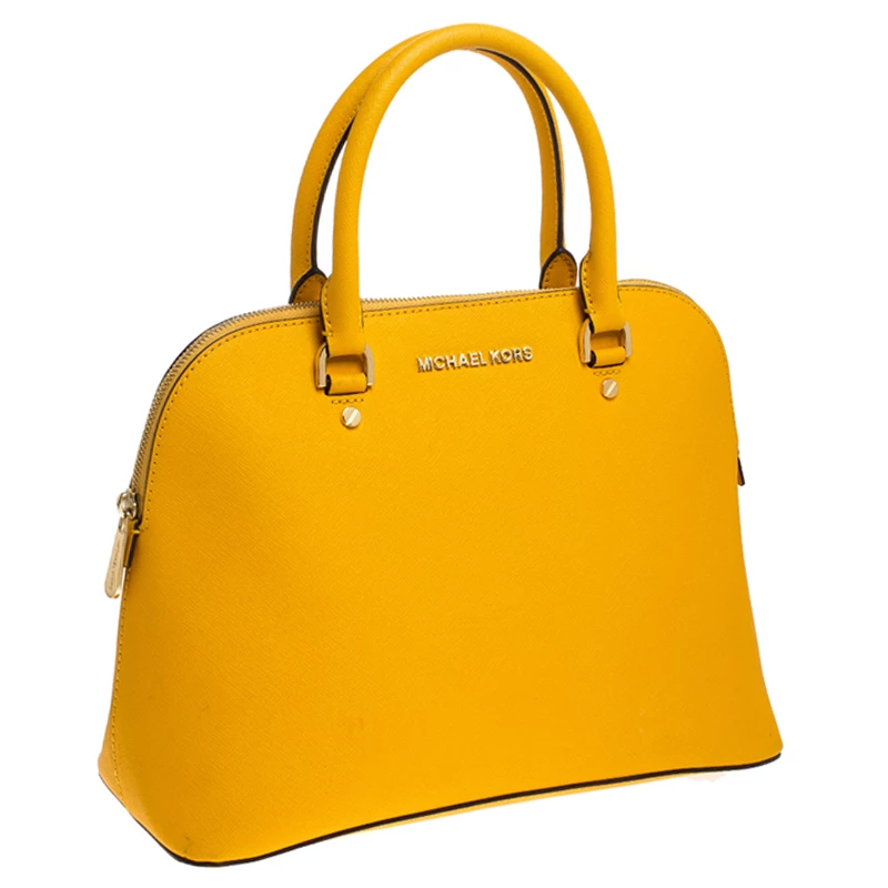 Michael Kors MICHAEL Micheal Kors Yellow Leather Cindy Dome Satchel For Women - Image 3