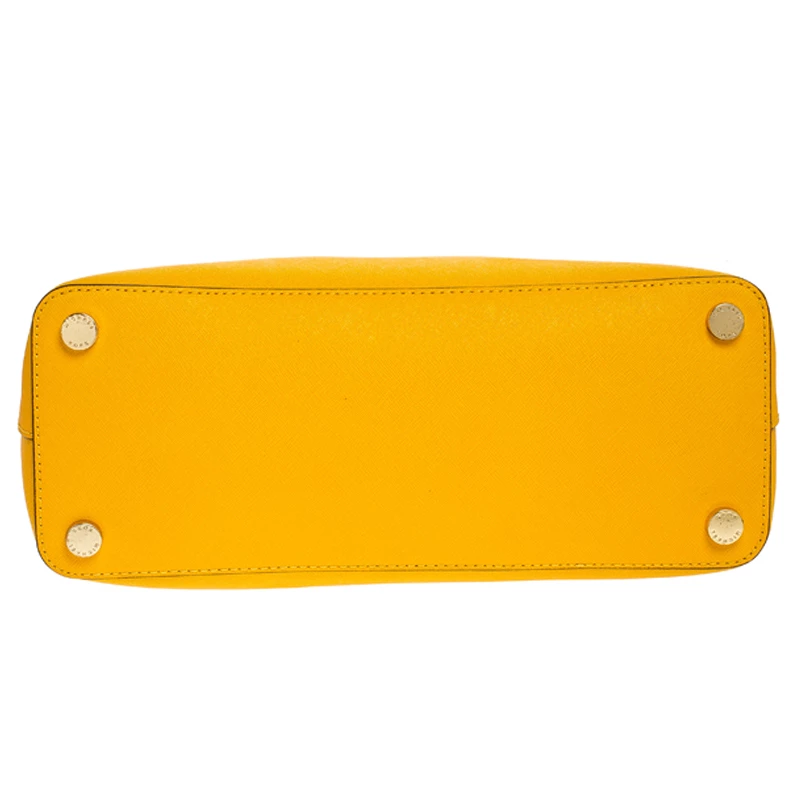 Michael Kors MICHAEL Micheal Kors Yellow Leather Cindy Dome Satchel For Women - Image 6