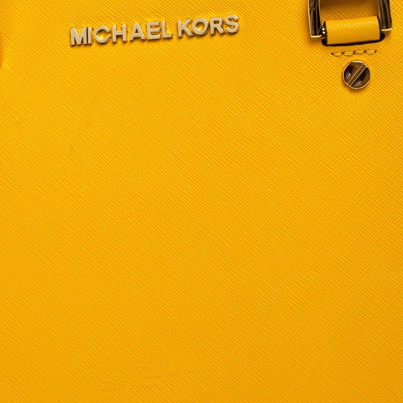 Michael Kors MICHAEL Micheal Kors Yellow Leather Cindy Dome Satchel For Women - Image 5