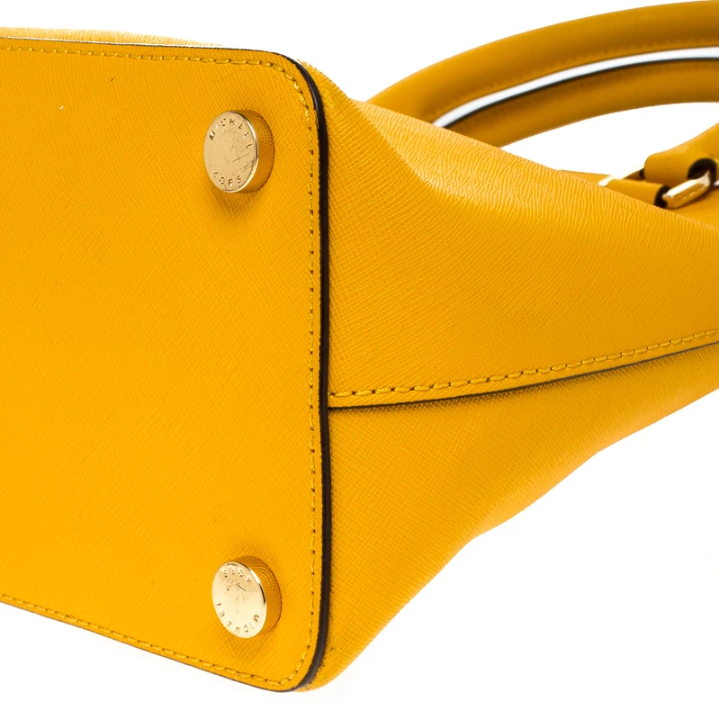 Michael Kors MICHAEL Micheal Kors Yellow Leather Cindy Dome Satchel For Women - Image 11