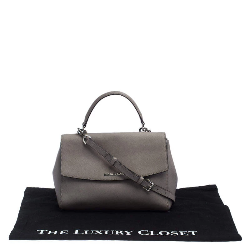 Michael Kors Grey Leather Ava Top Handle Bag For Women - Image 9