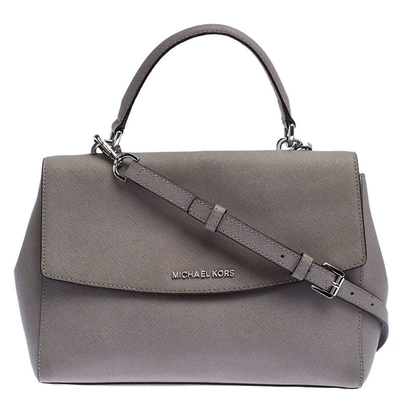 Michael Kors Grey Leather Ava Top Handle Bag For Women