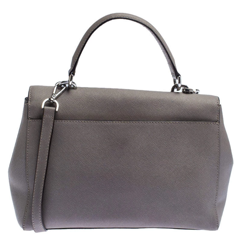 Michael Kors Grey Leather Ava Top Handle Bag For Women - Image 4