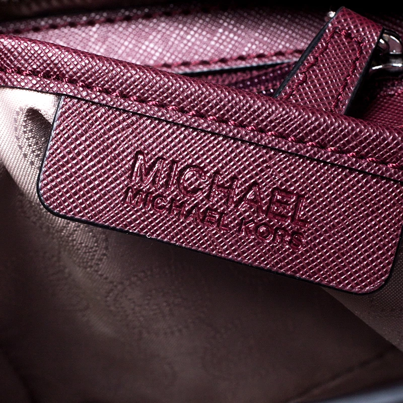 Michael Kors Burgundy/Grey Saffiano Leather Medium Selma Tote For Women - Image 8