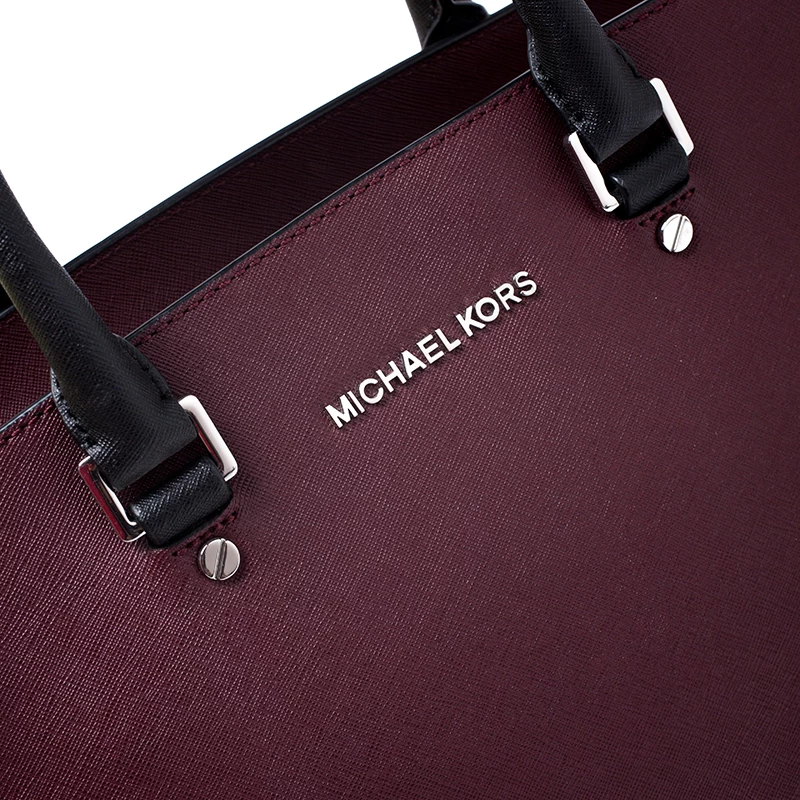 Michael Kors Burgundy/Grey Saffiano Leather Medium Selma Tote For Women - Image 5