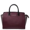 Michael Kors Burgundy/Grey Saffiano Leather Medium Selma Tote For Women