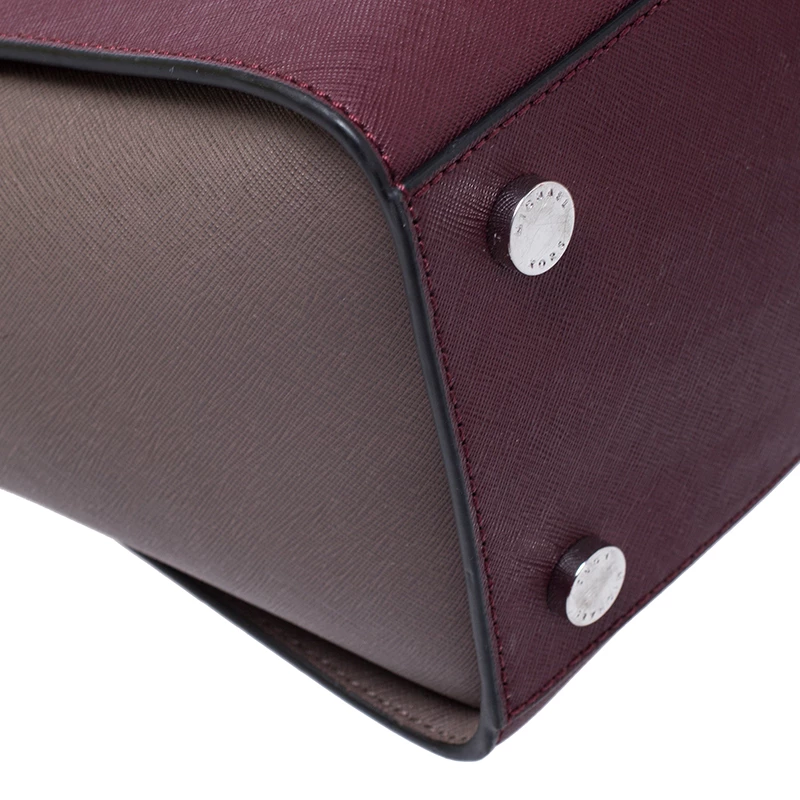 Michael Kors Burgundy/Grey Saffiano Leather Medium Selma Tote For Women - Image 10