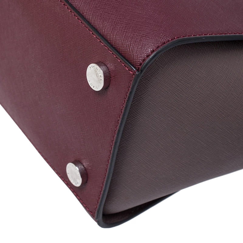 Michael Kors Burgundy/Grey Saffiano Leather Medium Selma Tote For Women - Image 11