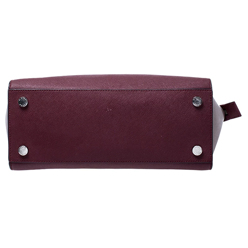 Michael Kors Burgundy/Grey Saffiano Leather Medium Selma Tote For Women - Image 6