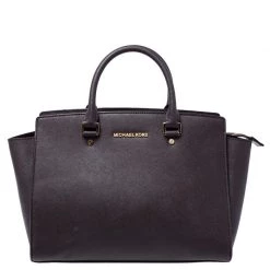 MICHAEL Michael Kors Dark Brown Saffiano Leather Medium Selma Tote For Women