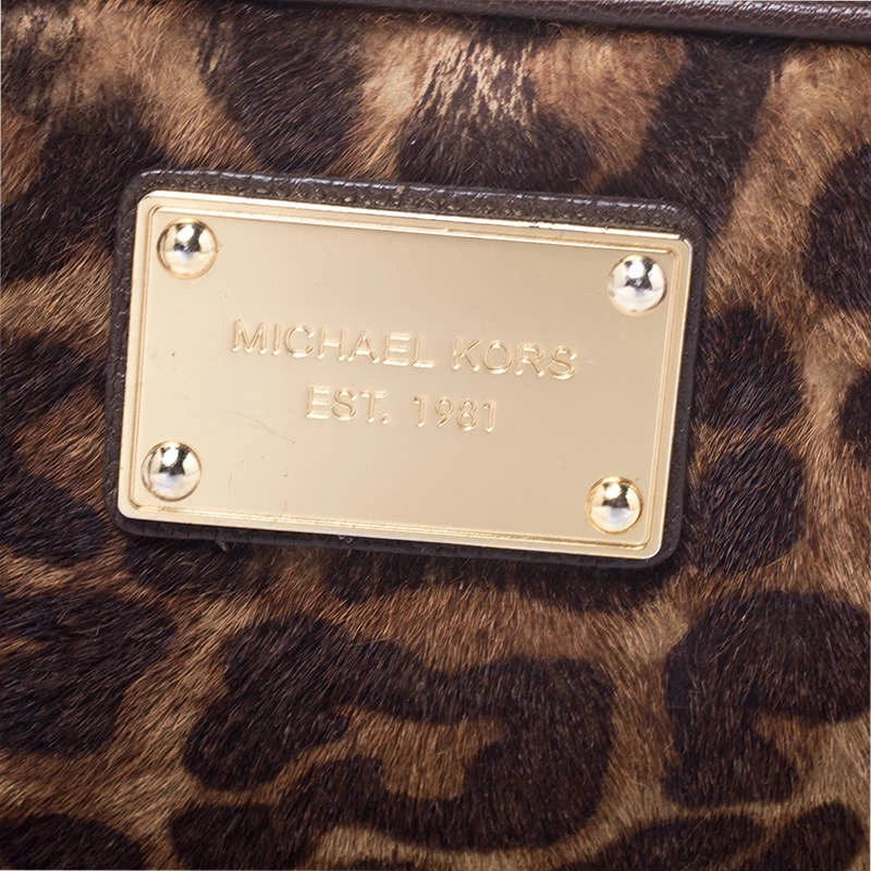 Michael Kors Leopard Print Calf Hair Ginny Camera Crossbody For Women - Image 5