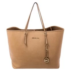 Michael Kors Tan Saffiano Leather Jet Set Tote For Women