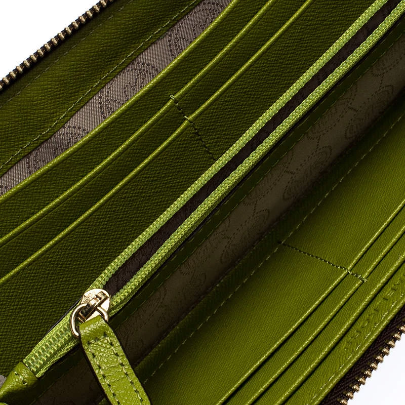 Michael Kors Brown Signature Leather Zip Around Continental Wallet For Women - Image 2