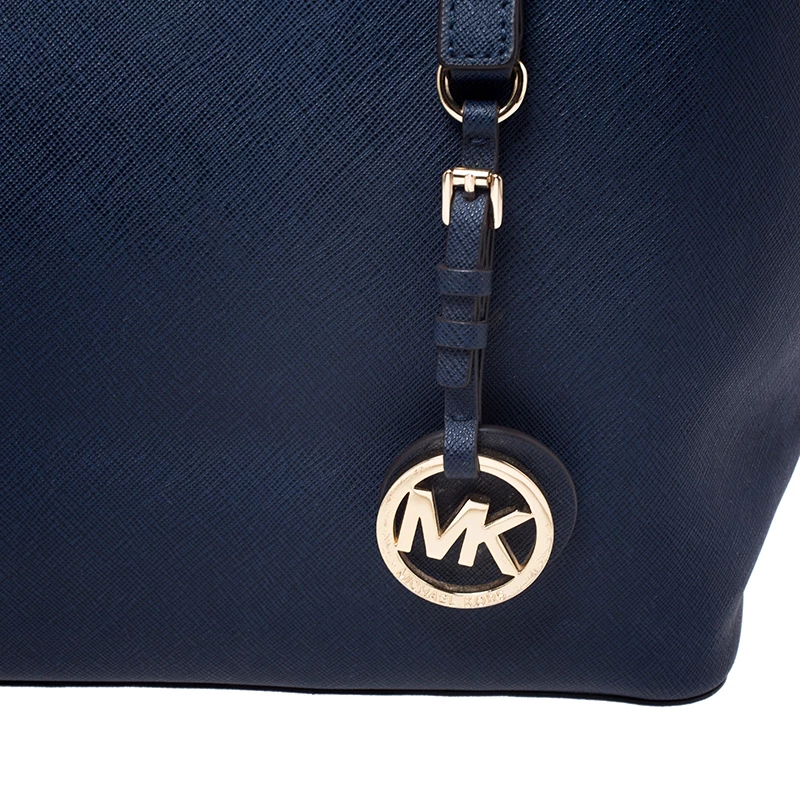 Michael Kors Navy Blue Saffiano Leather Small Jet Set Travel Tote For Women - Image 5