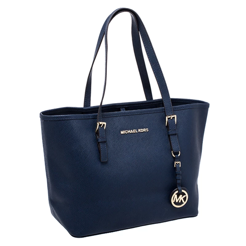 Michael Kors Navy Blue Saffiano Leather Small Jet Set Travel Tote For Women - Image 3