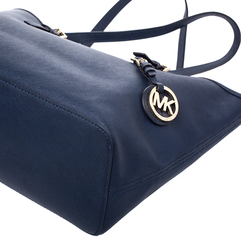 Michael Kors Navy Blue Saffiano Leather Small Jet Set Travel Tote For Women - Image 13