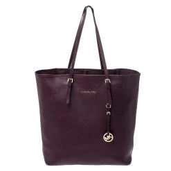 Michael Kors Burgundy Leather Jet Set Shopper Tote For Women