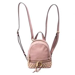 Michael Kors Beige Leather Mini Studded Rhea Backpack For Women