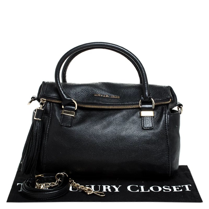 Michael Kors Black Leather Bedford Tassel Shoulder Bag For Women - Image 10