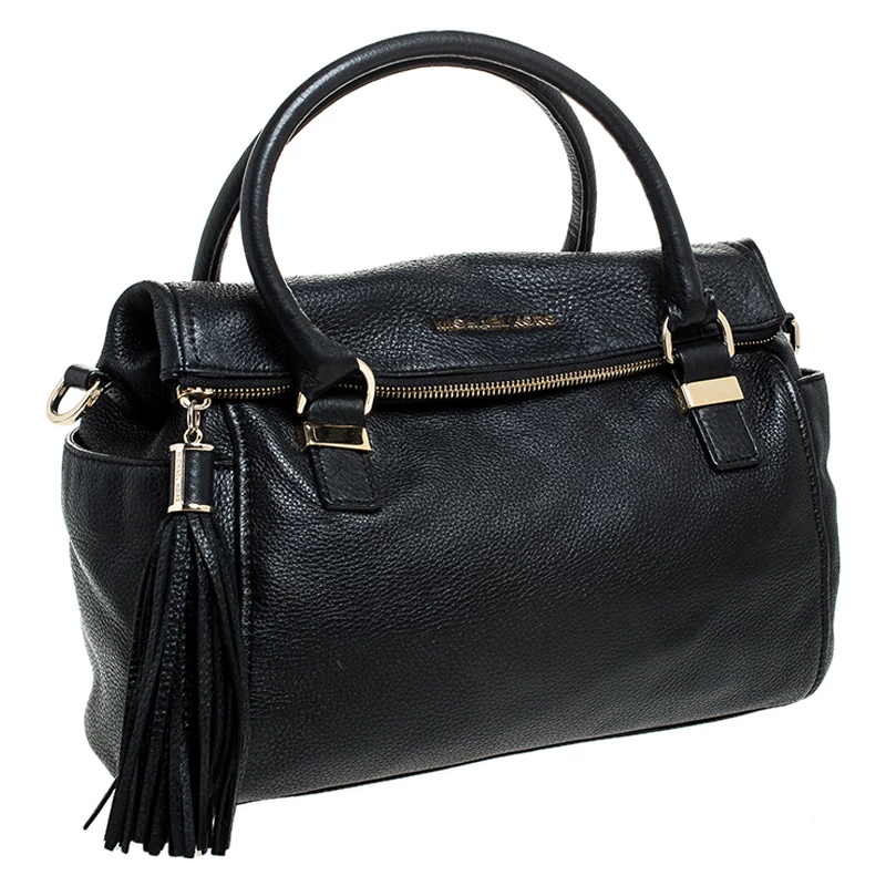 Michael Kors Black Leather Bedford Tassel Shoulder Bag For Women - Image 3