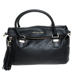Michael Kors Black Leather Bedford Tassel Shoulder Bag For Women