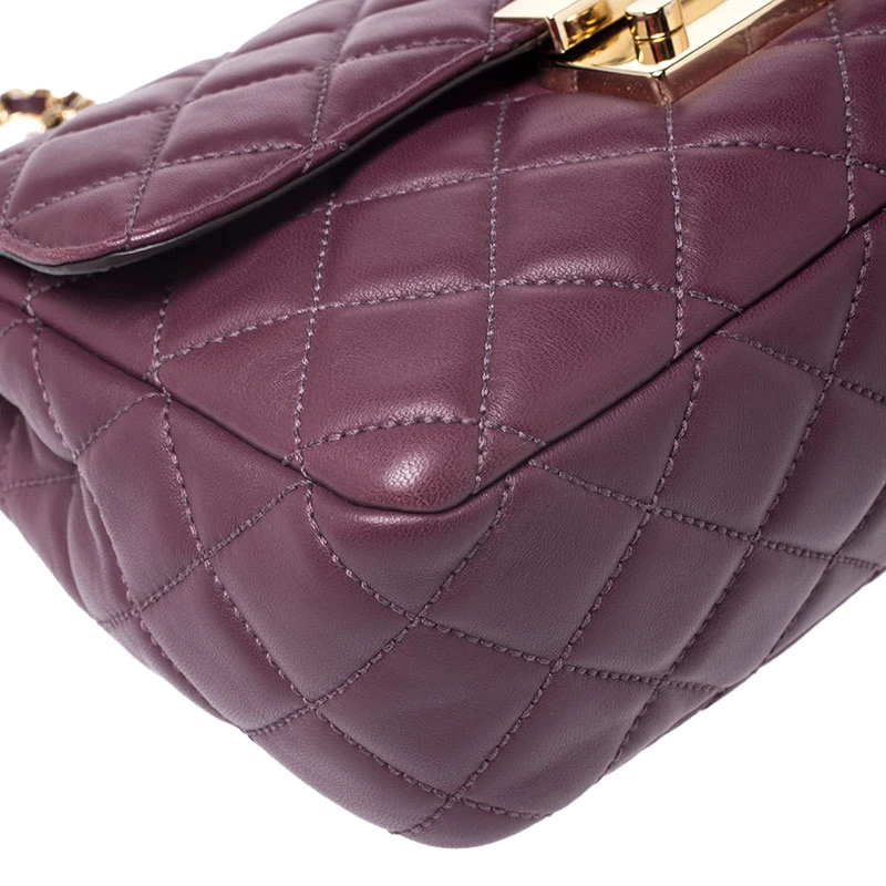 Michael Kors Burgundy Quilted Leather Sloan Chain Shoulder Bag For Women - Image 10