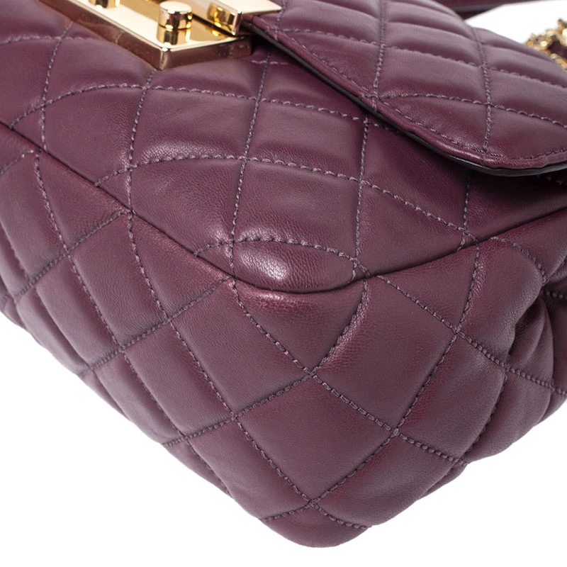 Michael Kors Burgundy Quilted Leather Sloan Chain Shoulder Bag For Women - Image 11
