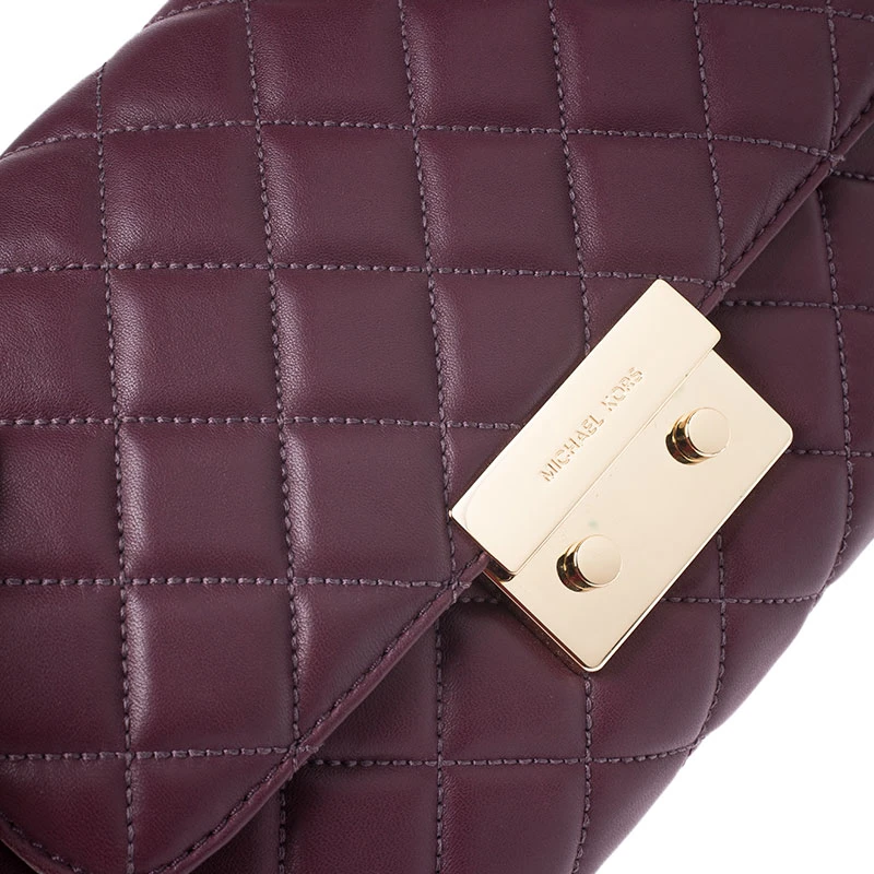 Michael Kors Burgundy Quilted Leather Sloan Chain Shoulder Bag For Women - Image 5