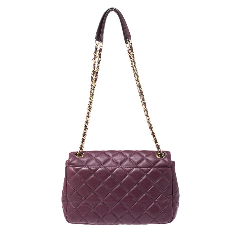 Michael Kors Burgundy Quilted Leather Sloan Chain Shoulder Bag For Women - Image 4