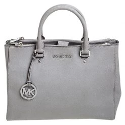 MICHAEL Michael Kors Grey Leather Double Zip Jet Set Tote For Women