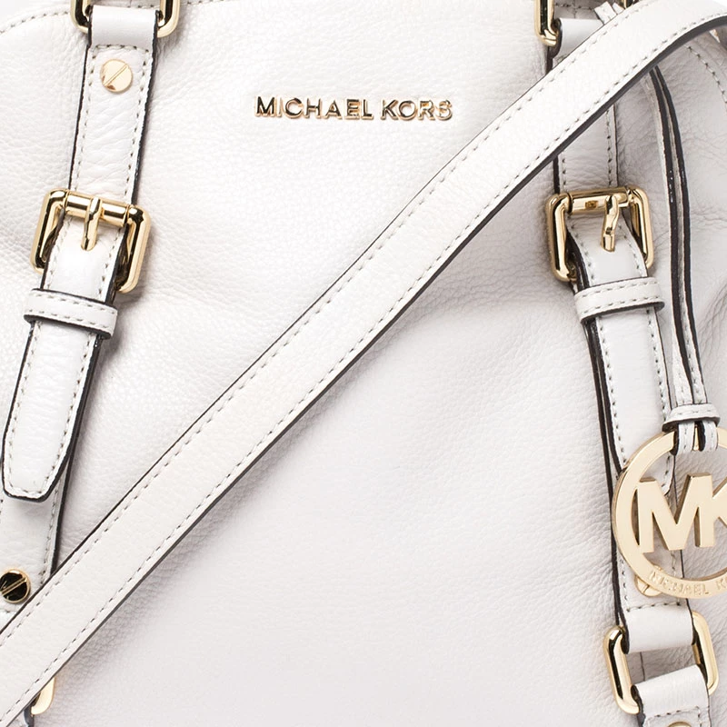 MICHAEL Michael Kors Cream Leather Bedford Satchel For Women - Image 5