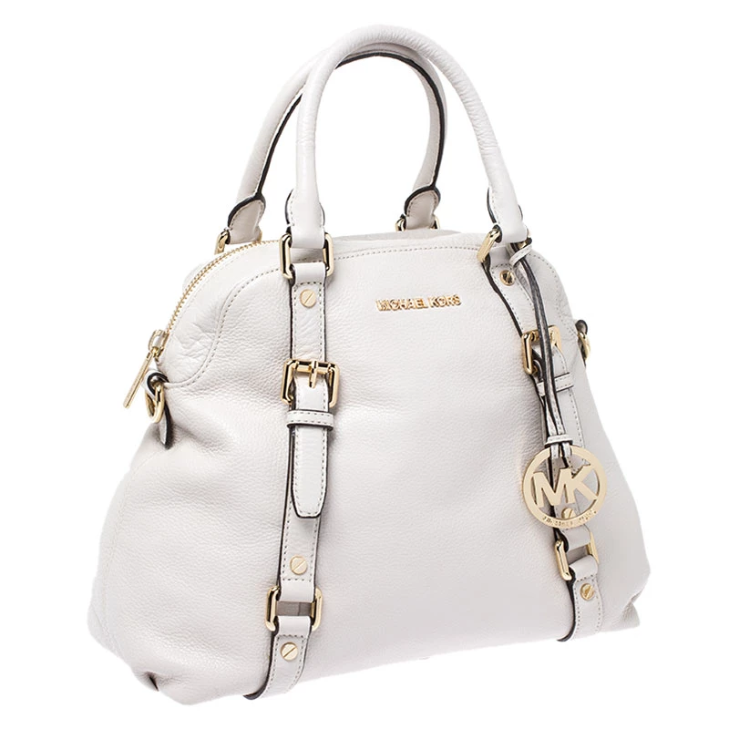 MICHAEL Michael Kors Cream Leather Bedford Satchel For Women - Image 3