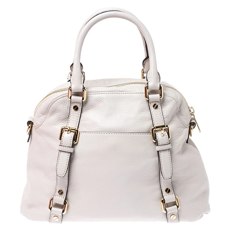 MICHAEL Michael Kors Cream Leather Bedford Satchel For Women - Image 4