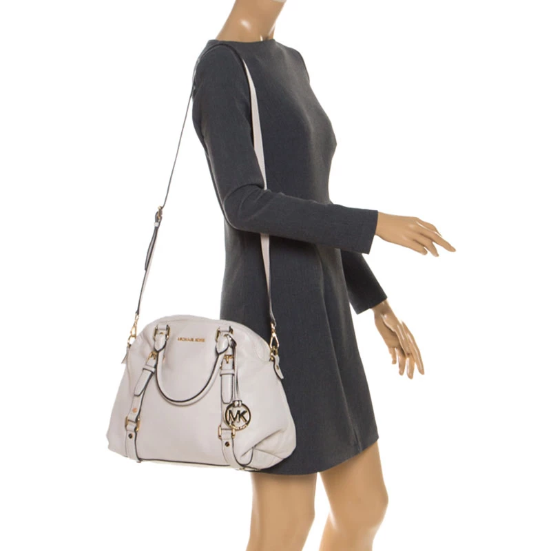 MICHAEL Michael Kors Cream Leather Bedford Satchel For Women - Image 2