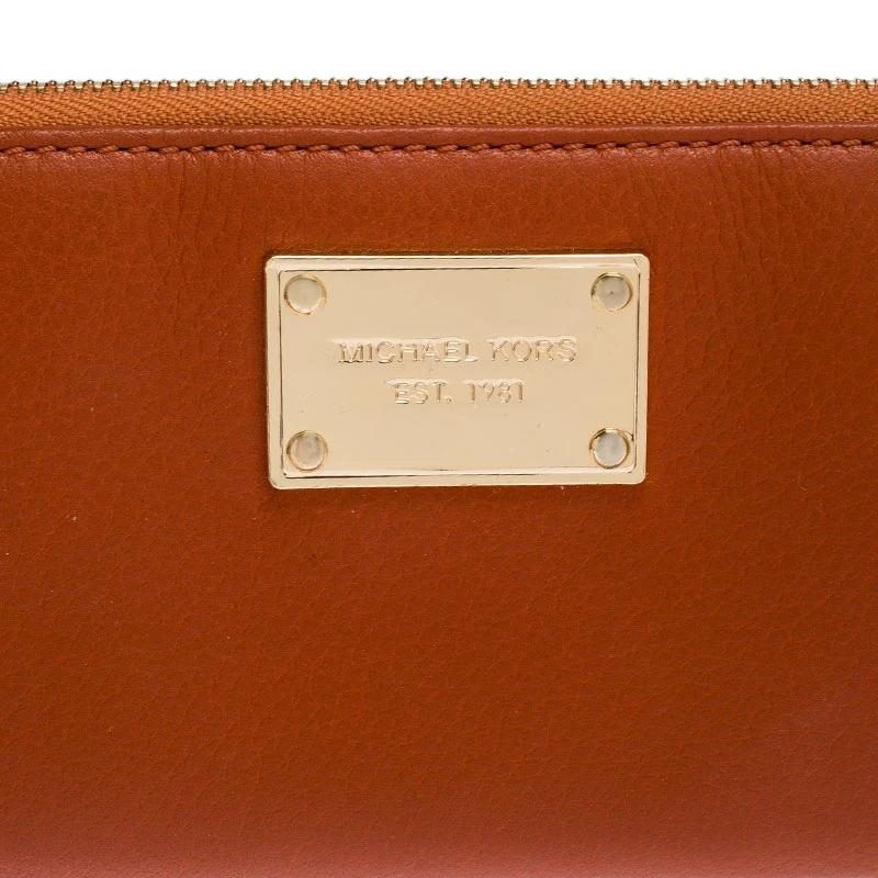Michael Kors Orange Leather Zipped Around Wallet For Women - Image 5