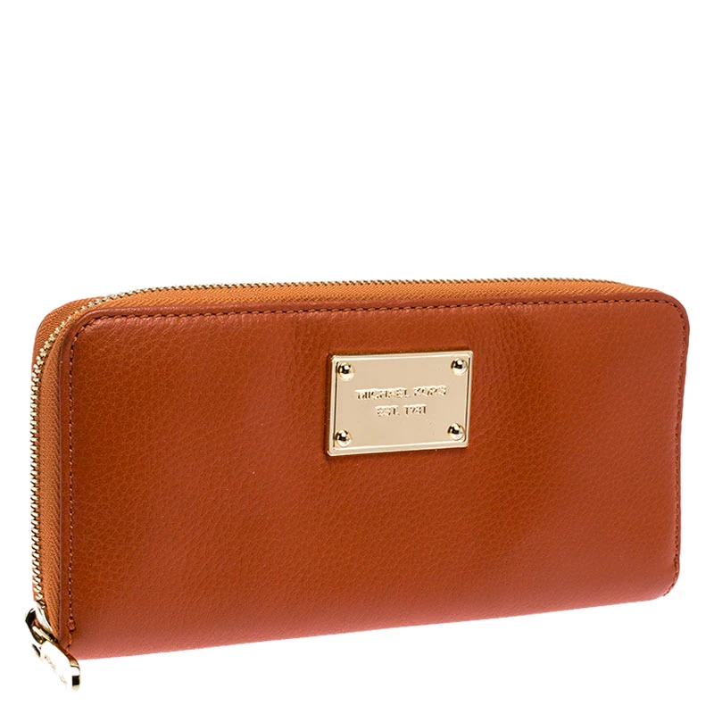Michael Kors Orange Leather Zipped Around Wallet For Women - Image 3